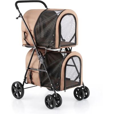 Costway - 2-Stage Wagon - Beige - 8 kg - Pet Stroller Costway - 2-Stage Wagon - Beige - 8 kg - Pet Stroller