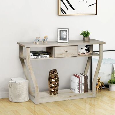 Costway - Konsolentisch-Holz - 120 x 30 x 81 cm - Grau Costway - Konsolentisch-Holz - 120 x 30 x 81 cm - Grau