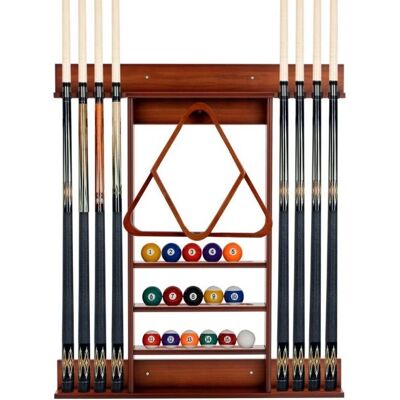 Costway - 8-Queue Wall Rack - 15 Ballen - Cue Rack Costway - 8-Queue Wall Rack - 15 Ballen - Cue Rack