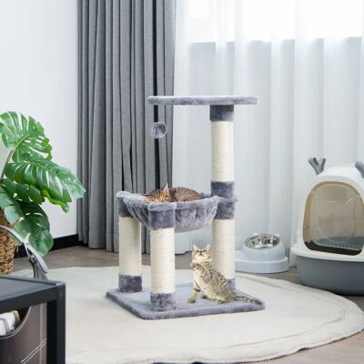 Costway Mehrstöckiger Kratzbaum mit Hängematte - Grau Costway Mehrstöckiger Kratzbaum mit Hängematte - Grau