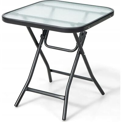 Costway - Terras tafel - Opvouwbaar - Glazen blad - Tuin tafel Costway - Terras tafel - Opvouwbaar - Glazen blad - Tuin tafel