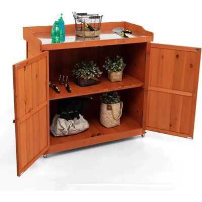 Costway - Houten Tuin Kast - Gegalvaniseerd Stalen Blad - Opslagkast Costway - Houten Tuin Kast - Gegalvaniseerd Stalen Blad - Opslagkast