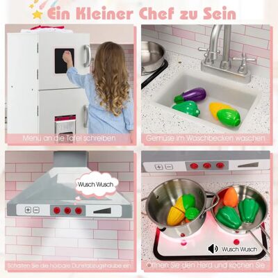 Costway - Eckküchen-Spielset - White - Zestaw kuchenny dla dzieci Costway - Eckküchen-Spielset - White - Zestaw kuchenny dla dzieci