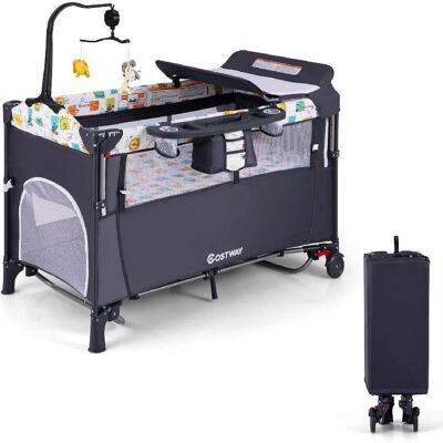 Costway - 5-in-1 Convertible - Czarny - Baby Cot Costway - 5-in-1 Convertible - Czarny - Baby Cot