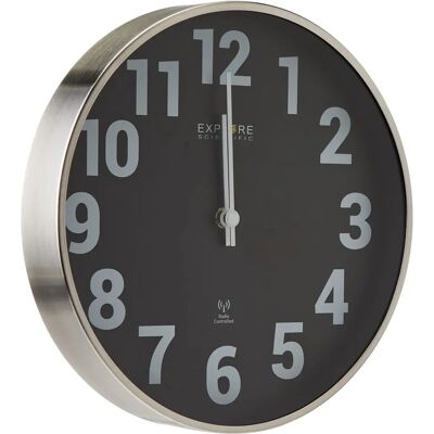 Explore Scientific Schwarze Metall 25cm Radiokontrollierte Wanduhr - Wanduhr Explore Scientific Schwarze Metall 25cm Radiokontrollierte Wanduhr - Wanduhr