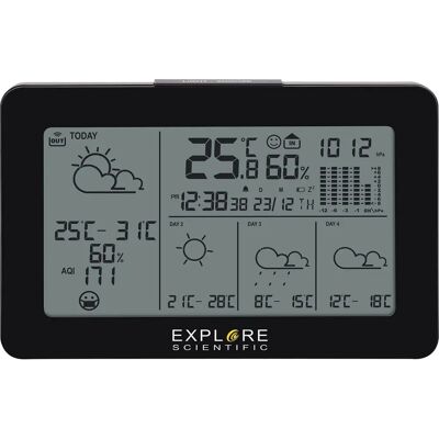 Explore Scientific Schwarze Wetterstation - Innenraumtemperatur, Wi-Fi, Vorhersage Explore Scientific Schwarze Wetterstation - Innenraumtemperatur, Wi-Fi, Vorhersage