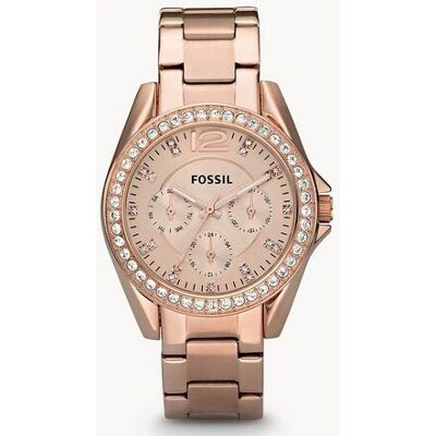 Fossil Riley Montre unisexe en or rose avec quartz - Montre - Publicité Fossil Riley Montre unisexe en or rose avec quartz - Montre - Publicité