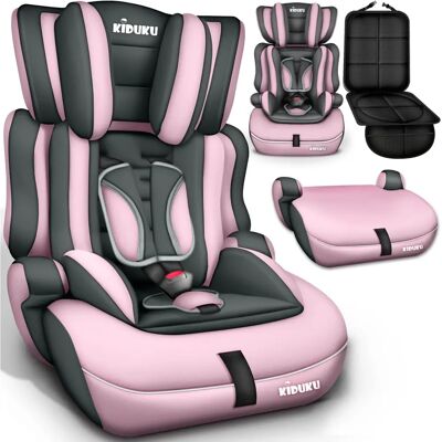 Asiento de coche Kiduku gris/rosa - para niños 9-36kg Asiento de coche Kiduku gris/rosa - para niños 9-36kg
