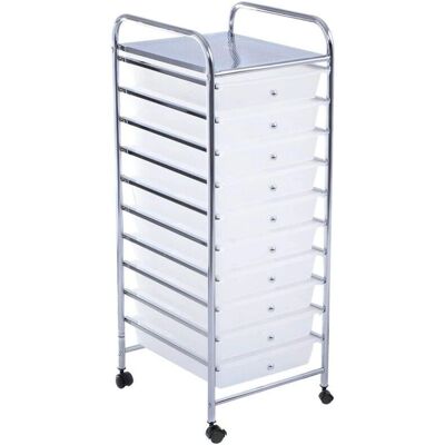 COSTWAY - Carrello 10 Cassetti - Trasparente - Carrello con Ruote COSTWAY - Carrello 10 Cassetti - Trasparente - Carrello con Ruote