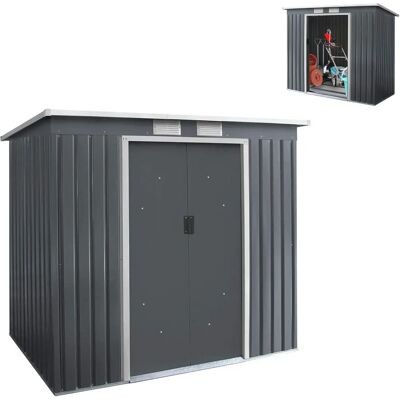 Casetta da giardino in acciaio COSTWAY - 2,8m2 con base, porte scorrevoli - Riciclaggio esterno Casetta da giardino in acciaio COSTWAY - 2,8m2 con base, porte scorrevoli - Riciclaggio esterno