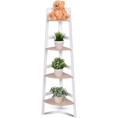 Estantería de Esquina Madera Costway Plantas Baño Almacenamiento - Estantería Esquinera Estantería de Esquina Madera Costway Plantas Baño Almacenamiento - Estantería Esquinera