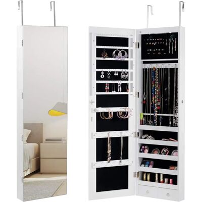 Costway - LED Cabinet - Blanco - Montaje en pared - JewelryBox Costway - LED Cabinet - Blanco - Montaje en pared - JewelryBox