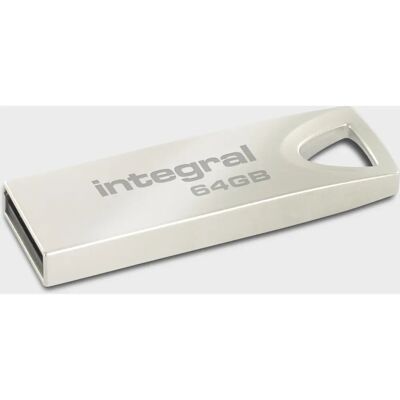 Integral Arc 64GB USB Flash Drive - USB 2.0, Type-A, Metal, Silver Integral Arc 64GB USB Flash Drive - USB 2.0, Type-A, Metal, Silver