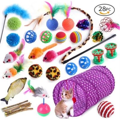HAUTSTORE - Ensemble 28pc Multicolore - Plumets Cloche - Jouets chats - Publicité HAUTSTORE - Ensemble 28pc Multicolore - Plumets Cloche - Jouets chats - Publicité