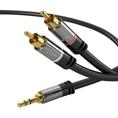 KabelDirekt 797698091136 câble audio 1,5 m 2 x RCA 3,5mm Noir - câble audio KabelDirekt 797698091136 câble audio 1,5 m 2 x RCA 3,5mm Noir - câble audio