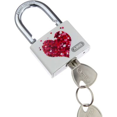 Abus T65AL/40 - Lucchetto in alluminio con motivo cuore/spiaggia Abus T65AL/40 - Lucchetto in alluminio con motivo cuore/spiaggia