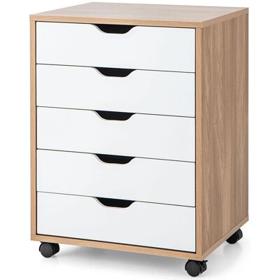 Costway - 5-Drawer Chest - Wheels - Natural - Storage chest Costway - 5-Drawer Chest - Wheels - Natural - Storage chest