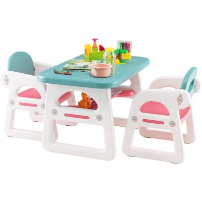 Costway - 3 PCS - Storage Shelf - Kids Table & Chairs Set Costway - 3 PCS - Storage Shelf - Kids Table & Chairs Set