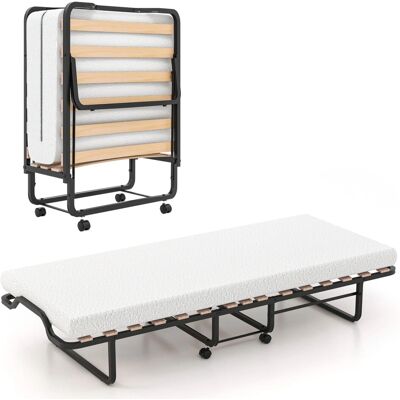 Costway - Folding Single Bed - Metal - Bed Costway - Folding Single Bed - Metal - Bed