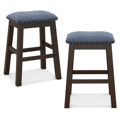 Costway - Bar Stool Set - Saddle Seat - Counter Height - Wood Legs - Stools Costway - Bar Stool Set - Saddle Seat - Counter Height - Wood Legs - Stools