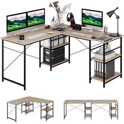 Costway - 95 Inch Wooden Industrial Corner Desk - Desk Costway - 95 Inch Wooden Industrial Corner Desk - Desk