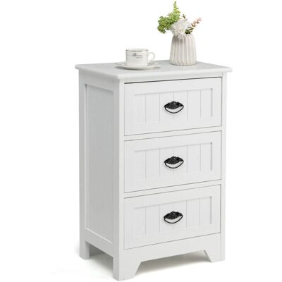 Casart - 3-Drawer Bedside Table - Vintage White Casart - 3-Drawer Bedside Table - Vintage White