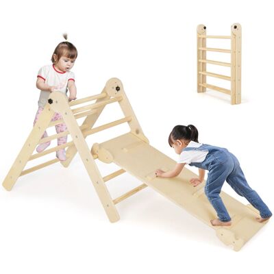 Costway - 3-in-1 Triangular Climbing Toys - Foldable Costway - 3-in-1 Triangular Climbing Toys - Foldable