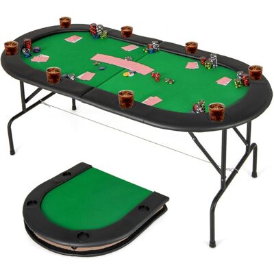 Costway - 8P Folding - Green - 8 Cup Holders - Poker Table Costway - 8P Folding - Green - 8 Cup Holders - Poker Table