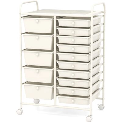 Casart - 15-Drawers - White - Mobile - Storage Trolley Casart - 15-Drawers - White - Mobile - Storage Trolley
