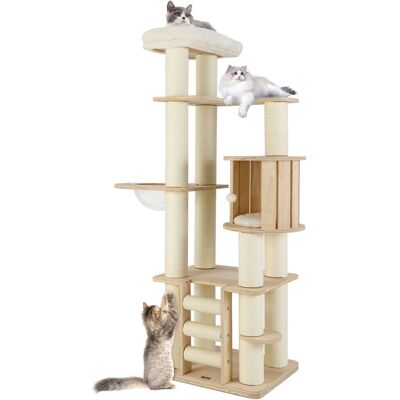 Casart - 180 cm Tall Cat Tree - Natural - Cozy Perch - Cat Tree Casart - 180 cm Tall Cat Tree - Natural - Cozy Perch - Cat Tree