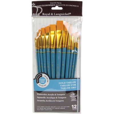 Royal & Langnickel Rset pro 9305 - Medium Zlato Taklon ensemble de 12 pinceaux Royal & Langnickel Rset pro 9305 - Medium Zlato Taklon ensemble de 12 pinceaux