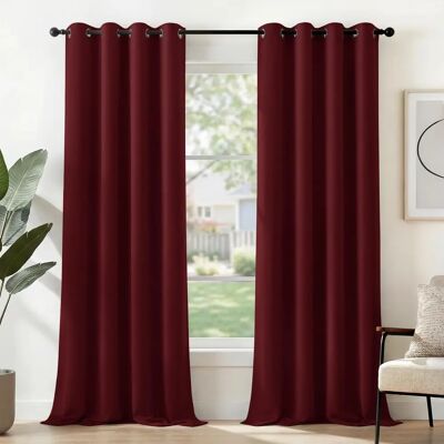 Deconovo - 2Pcs 117x229 cm - Vermelho escuro - Cortinas Deconovo - 2Pcs 117x229 cm - Vermelho escuro - Cortinas