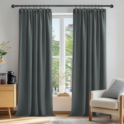 Cortinas Blackout Cinza Escuro Deconovo - 2 Peças - 168x229 cm Cortinas Blackout Cinza Escuro Deconovo - 2 Peças - 168x229 cm