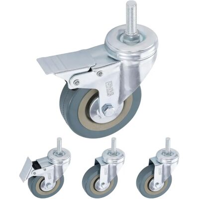 H&S Roues à Roulettes en Caoutchouc PU 75mm - Caster pour Mobilier avec Freins - Publicité H&S Roues à Roulettes en Caoutchouc PU 75mm - Caster pour Mobilier avec Freins - Publicité