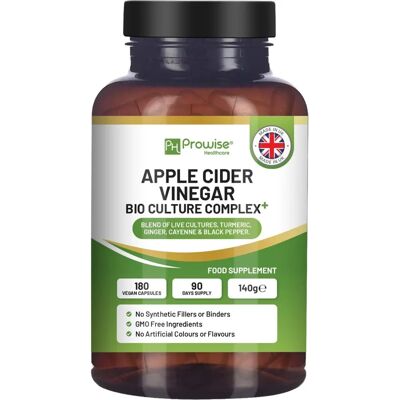 Prowise Healthcare Vinagre de Maçã 1300mg Complexo Bio Cultures - Vegano UK Prowise Healthcare Vinagre de Maçã 1300mg Complexo Bio Cultures - Vegano UK