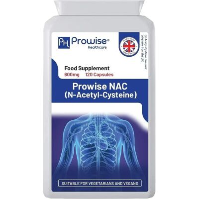 Prowise Healthcare NAC N-Acetyl Cysteine 600mg - Fabricado no Reino Unido - Apto para vegetarianos e veganos Prowise Healthcare NAC N-Acetyl Cysteine 600mg - Fabricado no Reino Unido - Apto para vegetarianos e veganos