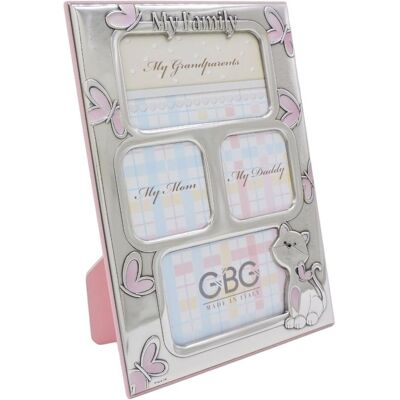 GTM Italienischer Holzrahmen Rosa mit Schmetterling und Glitter - Bilderrahmen GTM Italienischer Holzrahmen Rosa mit Schmetterling und Glitter - Bilderrahmen