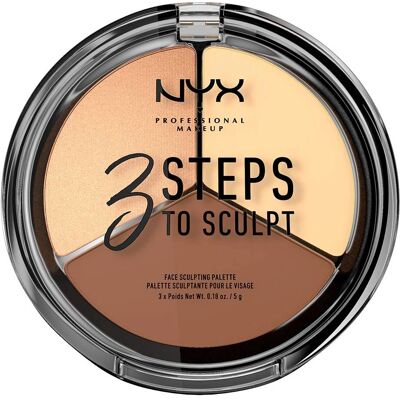 NYX Professional Makeup 3 Steps To Sculpt Face Sculpting Palette - Light NYX Professional Makeup 3 Steps To Sculpt Face Sculpting Palette - Light