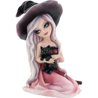 Figurine Sorcière Rosa avec Chat Noir - 15cm Figurine Sorcière Rosa avec Chat Noir - 15cm