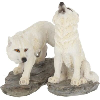 Nemesis Now Wolf Figuren - Set van 2, 17 cm, Wit - Decoratie Nemesis Now Wolf Figuren - Set van 2, 17 cm, Wit - Decoratie