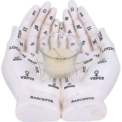 Wild Star Hearts Nemesis Now - Palmists's Guide - White T-Light Holder Black Wild Star Hearts Nemesis Now - Palmists's Guide - White T-Light Holder Black