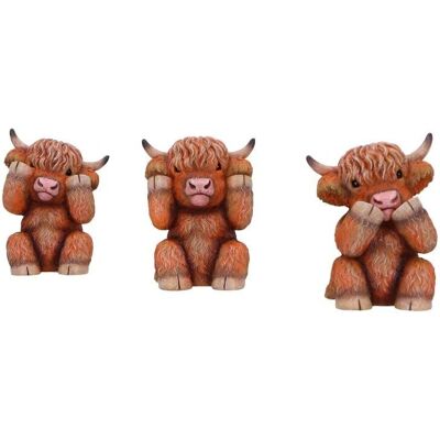 Ornements Highland Cow de Nemesis Now - Ne rien voir de mal, N'entendre rien de mal, Ne rien dire de mal Ornements Highland Cow de Nemesis Now - Ne rien voir de mal, N'entendre rien de mal, Ne rien dire de mal