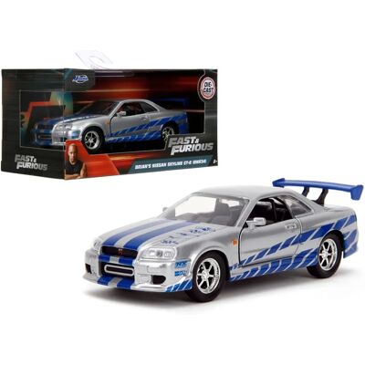 Jada Nissan Skyline GTR R34 Srebrny Model Samochodu - Skala 1:32 - Szybcy i Wściekli Jada Nissan Skyline GTR R34 Srebrny Model Samochodu - Skala 1:32 - Szybcy i Wściekli