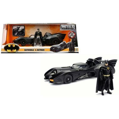 Jada Toys Batman 1989 Batmobile 1:24 Escala Modelo em Zamak com Figura de Batman - Licença de Filme Jada Toys Batman 1989 Batmobile 1:24 Escala Modelo em Zamak com Figura de Batman - Licença de Filme