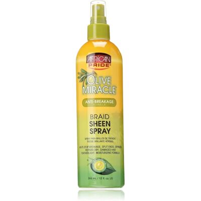 African Pride Olive Miracle Braid Sheen Spray - Spray brillant pour cheveux - Publicité African Pride Olive Miracle Braid Sheen Spray - Spray brillant pour cheveux - Publicité