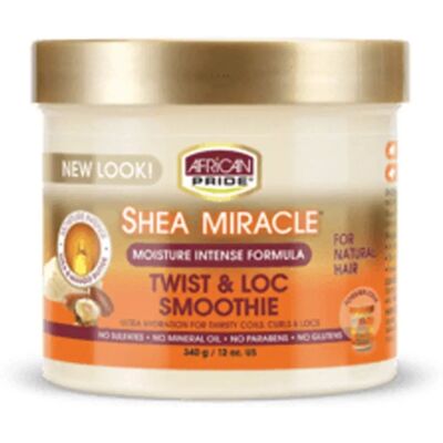 African Pride Shea Miracle Twist & Loc Smoothie - Produit coiffant - Publicité African Pride Shea Miracle Twist & Loc Smoothie - Produit coiffant - Publicité