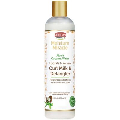 African Pride Miracle d'Humidité - Lait Démêlant à l'Aloe et Eau de Coco - Publicité African Pride Miracle d'Humidité - Lait Démêlant à l'Aloe et Eau de Coco - Publicité