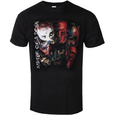 Tricou Negru Mediu System of a Down - Unisex, Fețe Pictate Tricou Negru Mediu System of a Down - Unisex, Fețe Pictate