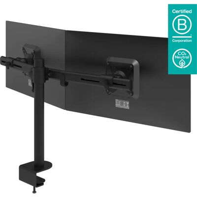 Support moniteur double Dataflex Argent - Réglable en hauteur 28.1" - Publicité Support moniteur double Dataflex Argent - Réglable en hauteur 28.1" - Publicité