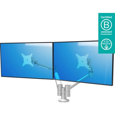 Dataflex Modell 652 Monitorhalterung - Für 2 Monitore, 240mm Höhenverstellung, Silber & Weiß Dataflex Modell 652 Monitorhalterung - Für 2 Monitore, 240mm Höhenverstellung, Silber & Weiß